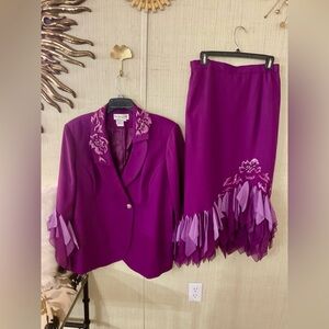 Lew Magram Purple 2 Pc Set S 22w Business Suit Career Church C3